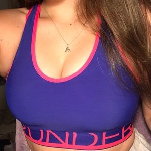 Blue and Pink Under Armour Sports Bra